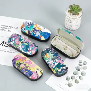 OEM ODM Bulk Hard Shell Eyewear Case for Women Custom Logo Pu Leather Floral Printed Sunglasses Cases