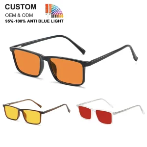 OEM ODM Classic Square Optical Glasses With Red Amber Lenses Anti-Blue Light for Adults