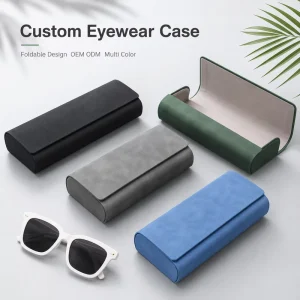 OEM ODM Custom Foldable PU Leather Eyewear Case Multi Color Sunglasses Storage Box