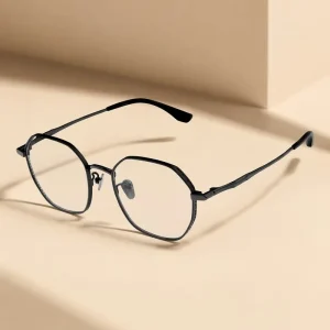 OEM ODM IP Titanium Matte Black Retro Eyeglass Frames with Nano Lenses