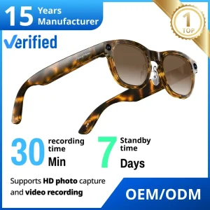 OEM ODM Supplier Custom Smart Camera Glasses with Bluetooth Audio HD Recording