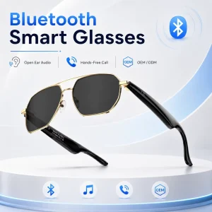 OEM ODM for Audio Glasses with Open Ear Speakers Touch & Voice Control IP67 Waterproof Dual Camera Smart Eyewear