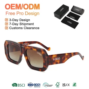 OEM Oversized Square TAcetate Thick Sunglasses Women Gradient Lens UV400 Protection Retro Fashion Brand Custom Logo Eyewear