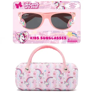 OEM Trendy Unicorn Kids Sunglasses UV Protection Baby Girl Fashion Eyewear with Glasses Case