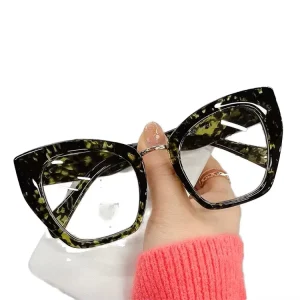 Optical Eyeglasses Frames for Women Blue Light Blocking Cat Eye Big Leopard Design Lens Computer Gaming Eye Glasses