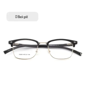 Optical Frames Fengchao Manufacturer Unisex Mental Half Eyebrow Optical Glasses Vintage Style Eyeglasses