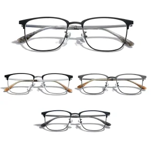 Optical Frames Manufacturer Square Titanium Eyeglass Frames with Anti-Blue-Light Lenses