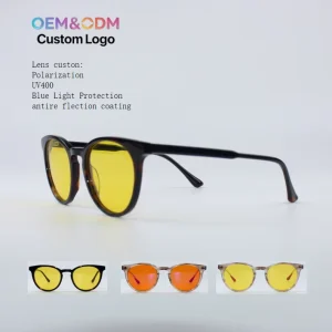 Orange Amber Polarized Oval Blue Light Blocking Glasses for Gamers and Computer Users