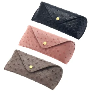 Ostrich Pattern PU Leather Semi-Hard Large-Size Eyeglass and Sunglasses Case