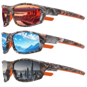 Outdoor Sports Polarized Sunglasses Driving Night Market Eyewear Square Frame Camouflage Cycling Shades for men