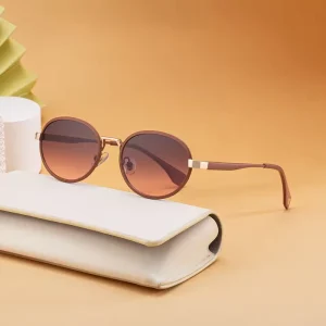 Oval Metal-Frame UV400 Sunglasses for Women