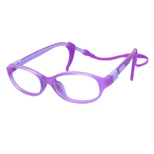 Oval Silicone Rubber Children’s Optical Eyeglass Frames with Strap and Anti-Blue Lenses
