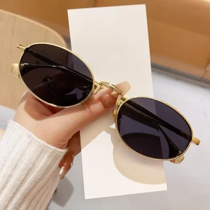 Oval Small-Frame UV400 Metal Sunglasses