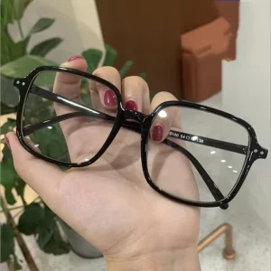 Oversized Black Square Glasses Clear Lens Anti-Blue-Light Eyeglass Frames for Computer Use