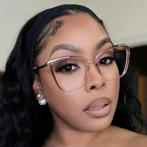 Oversized Cat Eye Glasses Frames for Women Fashion Design Brown Gradient Eyeglasses Optical Anti Blue Light Reading Glasses