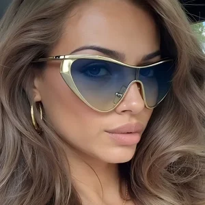 Oversized Cat-Eye Metal Full-Frame UV400 Sunglasses