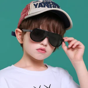 Oversized One-Piece Soft Silicone Polarized Sports Sunglasses for Baby Boys
