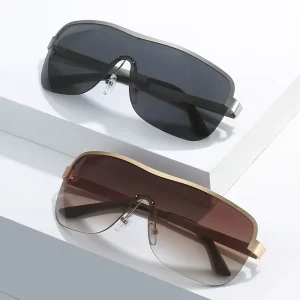 Oversized Shield Sunglasses One-Piece Lens Unisex Mirrored UV400 Seamless Panoramic Frame for Driving