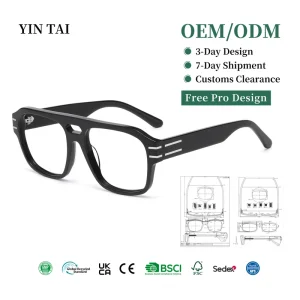 Oversized Square Acetate Eyeglasses Frames For Men Unisex Thick Full Rim Vintage Optical Eyewear