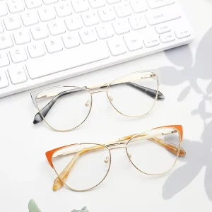 Oversized Square Metal Optical Eyeglass Frames for Men and Women with Diamond Face Shape