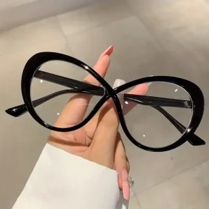 Oversized Women’s Cat Eye Eyeglasses with Anti-Reflective Blue Light Blocking PC Frames