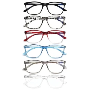 PC Retro Frame Reading Glasses with Spring Hinges Anti Blue Light Clear Lenses Unisex