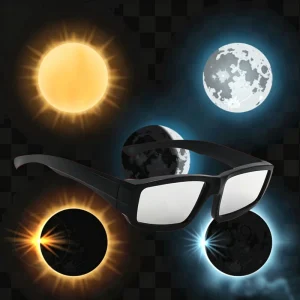 PET Solar Eclipse Glasses with Mirror Lenses Rectangle Black Frame