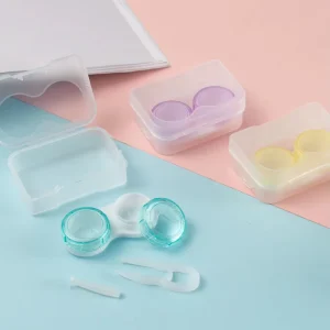 PP Leather Solid Pattern Contact Lens Case and Travel Kit