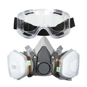 PPE Safety CE Fumigation Organic Vapor Respirator Black Half Gas Mask With Goggle