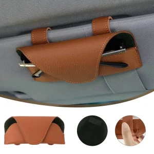 PU Leather Car Sun Visor Sunglasses Case Magnetic Closure Eyeglass Holder for Car Visor Universal Vehicle Sunglasses Organizer