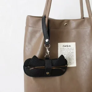 PU Leather Cat Glasses Case Portable Sunglasses Pouch Bag Charm Pendant Eyewear Holder Custom Logo for Women and Girls