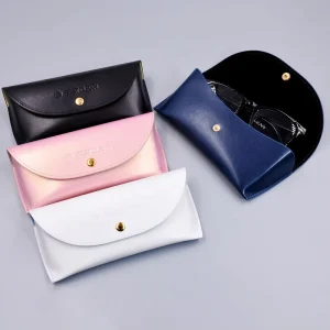 PU Leather Sunglass Case with Custom Logo and Snap Button