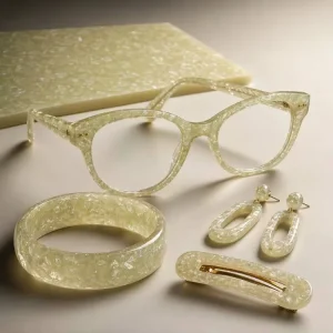 Pale Yellow Floral Celluloid Plastic Sheets Custom Eyewear Hair Accessories Bangle B2B Multi pattern Durable Bending