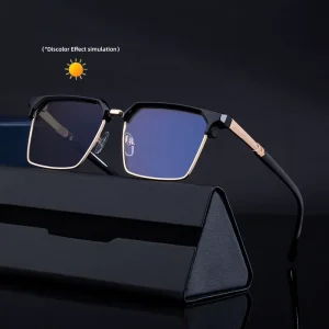 Partagas Fashion Trendy Designer Custom Logo Square Photochromic Anti Blue Light UV400 Sun Glasses Sunglasses for Men