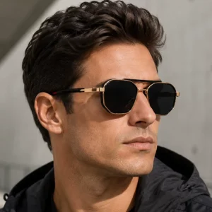 Partagas Punk Style Designer Custom Logo Rectangle Double Bridge Spring Hinge UV400 Shades Glasses Sunglasses for Men