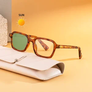 Partagas Retro Designer Custom Logo Soft Square Photochromic Anti Blue Light UV400 Glasses Sunglasses for Women Men