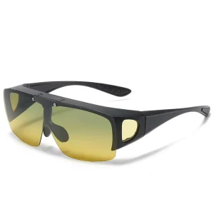 Performance Driver Sunglasses Night Vision Yellow Film Upper Flip Color-Changing Polarized Lens UV400 PC TAC
