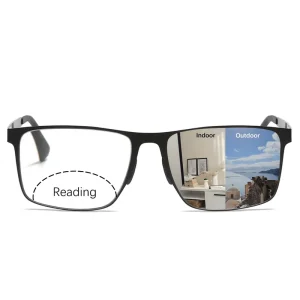 Photochromic Bifocal Metal Reading Glasses Blue Light Blocking Multifocal UV400 Lenses