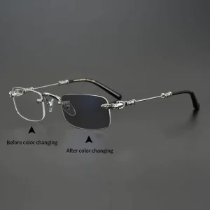 Photochromic Blue Light Blocking Rimless Optical Eyewear UV Protection