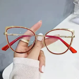 Photochromic Cat-Eye Glasses, Metal Optical Computer Glasses Frame, Women’s Eyewear