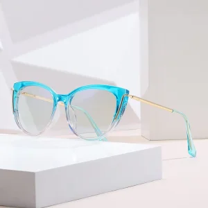 Photochromic Cat Eye PC Anti Blue Light Blocking Eyeglasses Optical Frame for Women