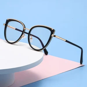 Photochromic Cat-Eye Spring Hinge UV400 Anti Blue Light Blocking Optical Frames for Women
