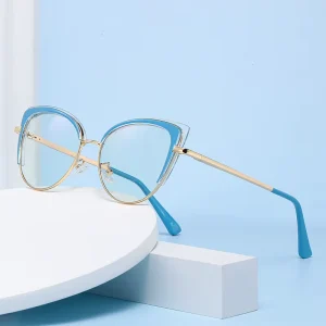 Photochromic Cat-Eye UV400 Spring Hinge Anti Blue Light Blocking Optical Frames for Women