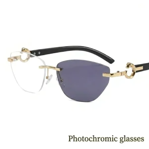 Photochromic Glasses Bulk for Ladies Rimless Diamond Cutting Blue Light Glass