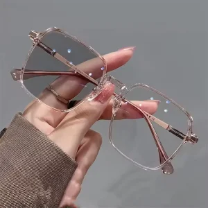 Photochromic Myopia Glasses Square Optical Frame Anti-Blue-Light Lenses