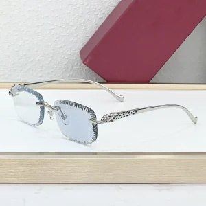 Photochromic Sunglasses for Women and Men Diamond-Cut UV400 Leopard Rimless Frame