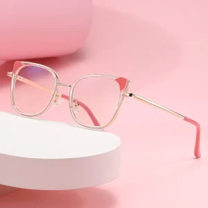 Photochromic TR90 Metal Cat-Eye Spring Hinge UV400 Anti Blue Light Optical Frames for Women