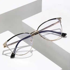 Photochromic Unisex Cat-Eye Reading Glasses Diamond Inlay Full Frame