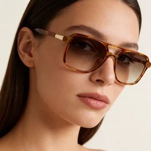 Pilot Double Beam Custom Square Frame Retro Sunglasses for Men and Women