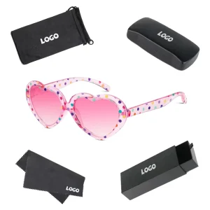 Pink Heart-Shape Kids Sunglasses UV400 Polarized Lenses PC Frame